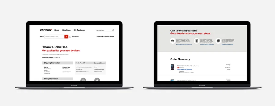 Order confirmation experience