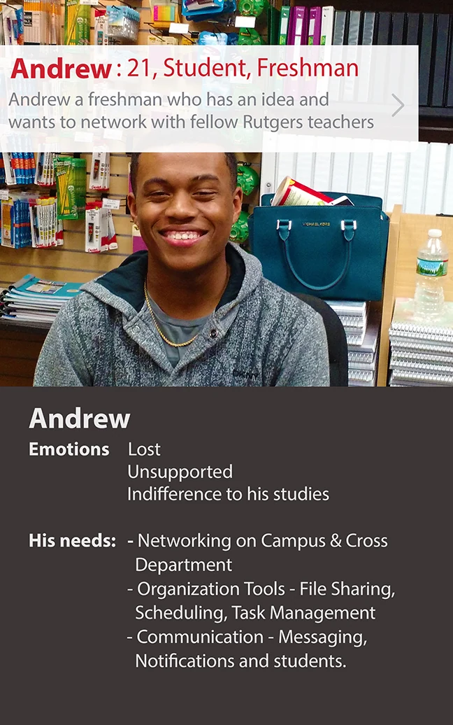 Rutgers Connect user persona: Andrew