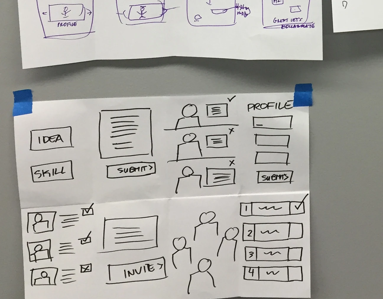 Rutgers Connect design sprint sketches