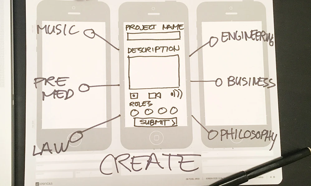 Rutgers Connect conceptual prototype screen sketch