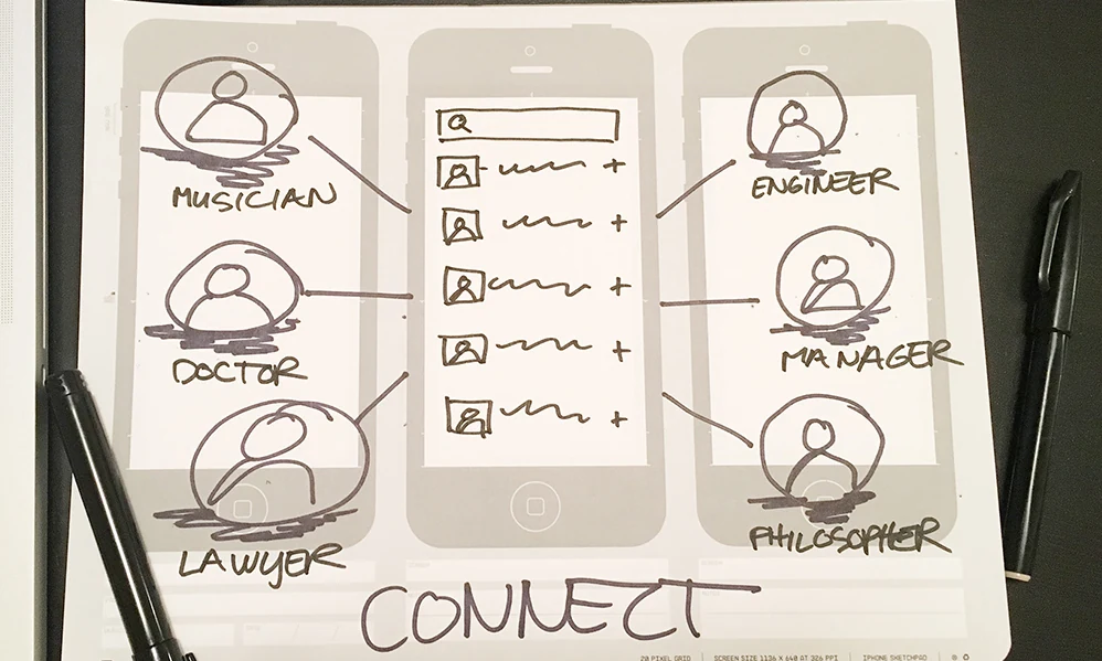 Rutgers Connect conceptual prototype screen sketch