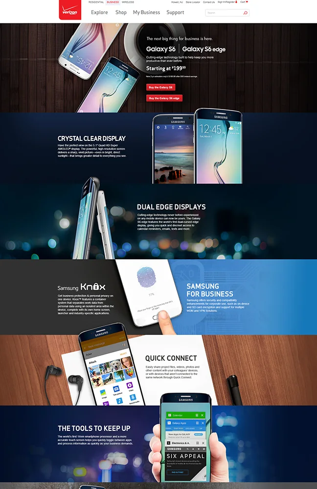 Samsung Galaxy S6 landing page